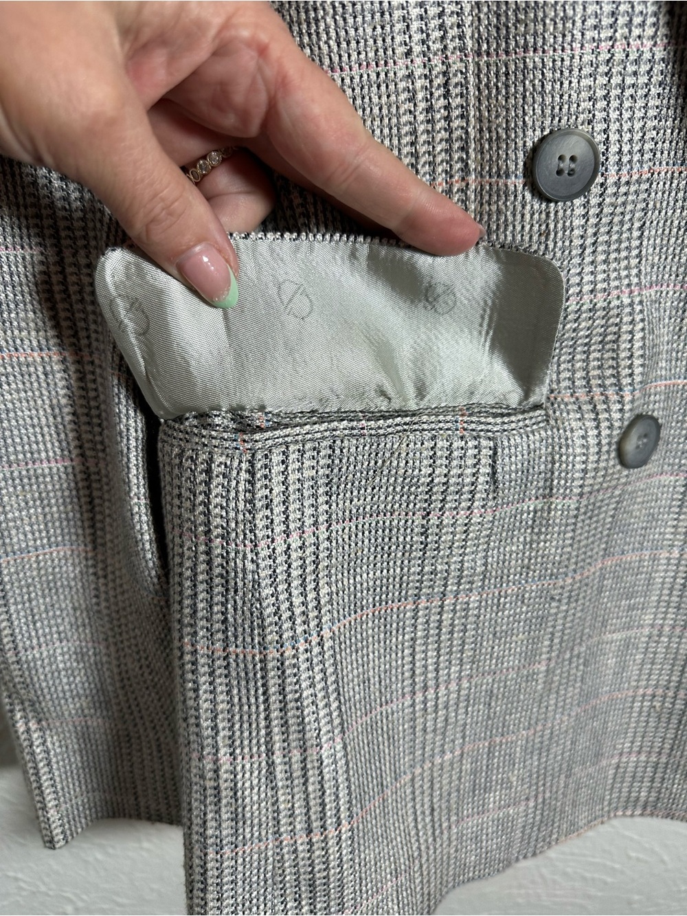 Christian Dior Jeune Homme Vintage Wool Blazer 4-6 Gray Plaid Double Breasted - Picture 5 of 11